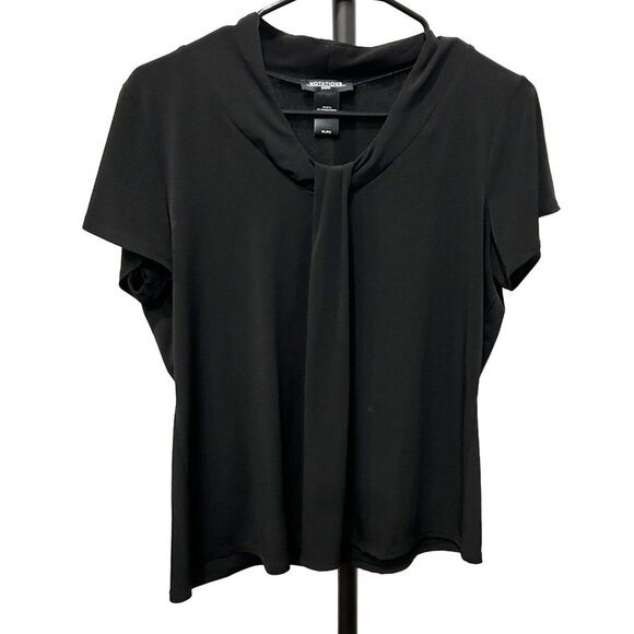 Notations Petite Flutter Sleeve Black Knot Front Blouse Sz LP - Picture 1 of 8